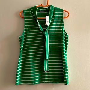 Green striped sleeveless top
